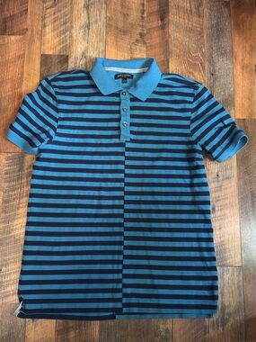 Banana Republic Navy / Blue Striped Slim Fit Men's polo Size Large L